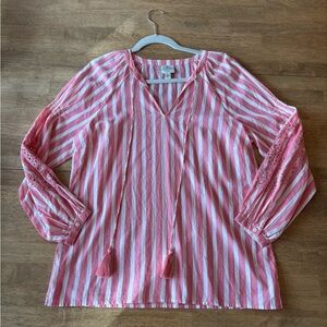 St. John's Bay Pink and White Striped Blouse